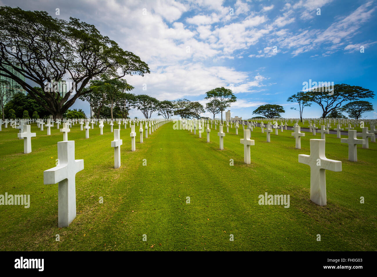 Gräber in Manila American Cemetery & Memorial in Taguig, Metro Manila, Philippinen. Stockfoto