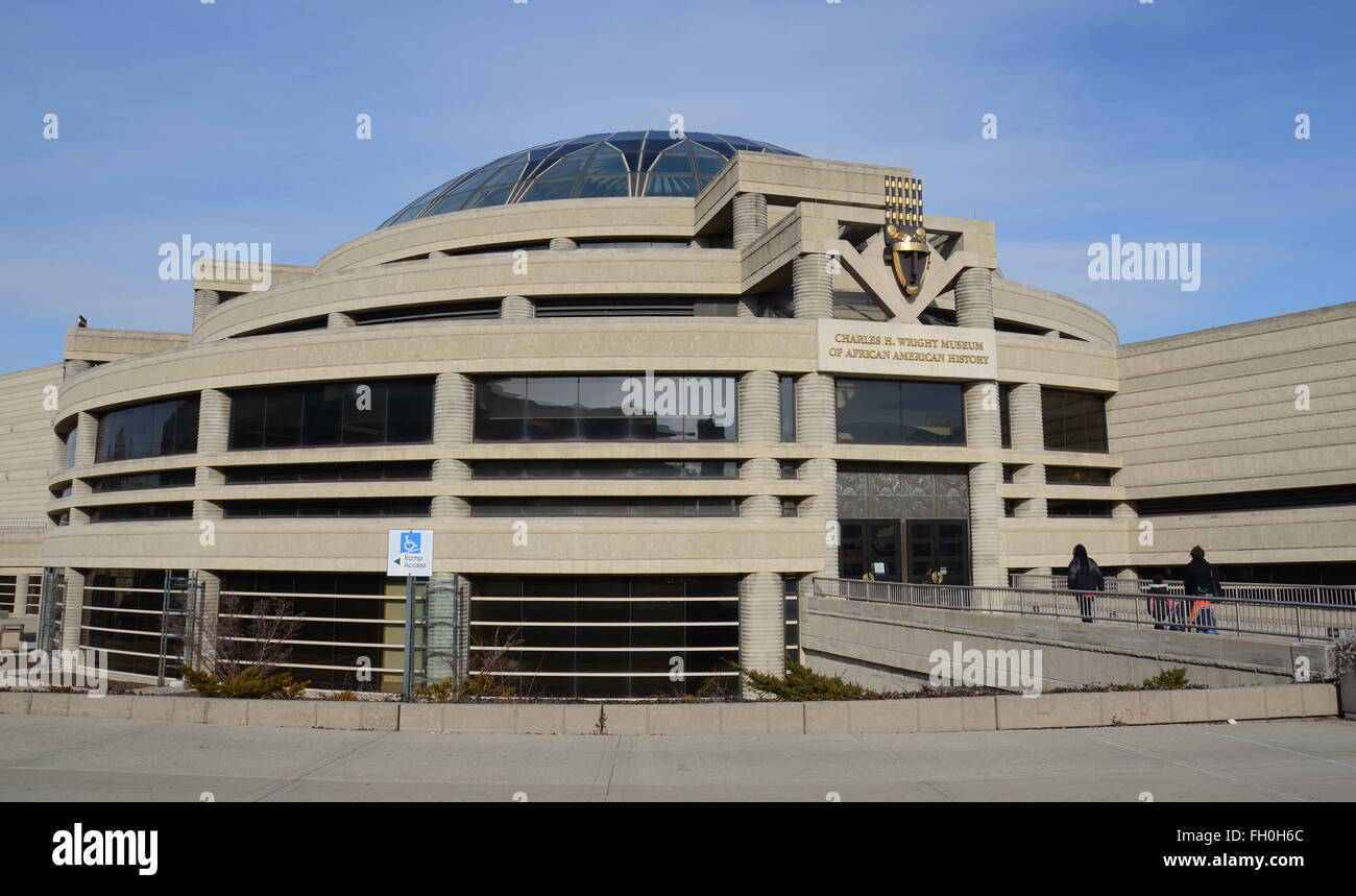 DETROIT, MI - 6 Februar: The Detroit African American Museum, gezeigt am 6. Februar 2016, hat die weltweit größte Ausstellung von Af Stockfoto