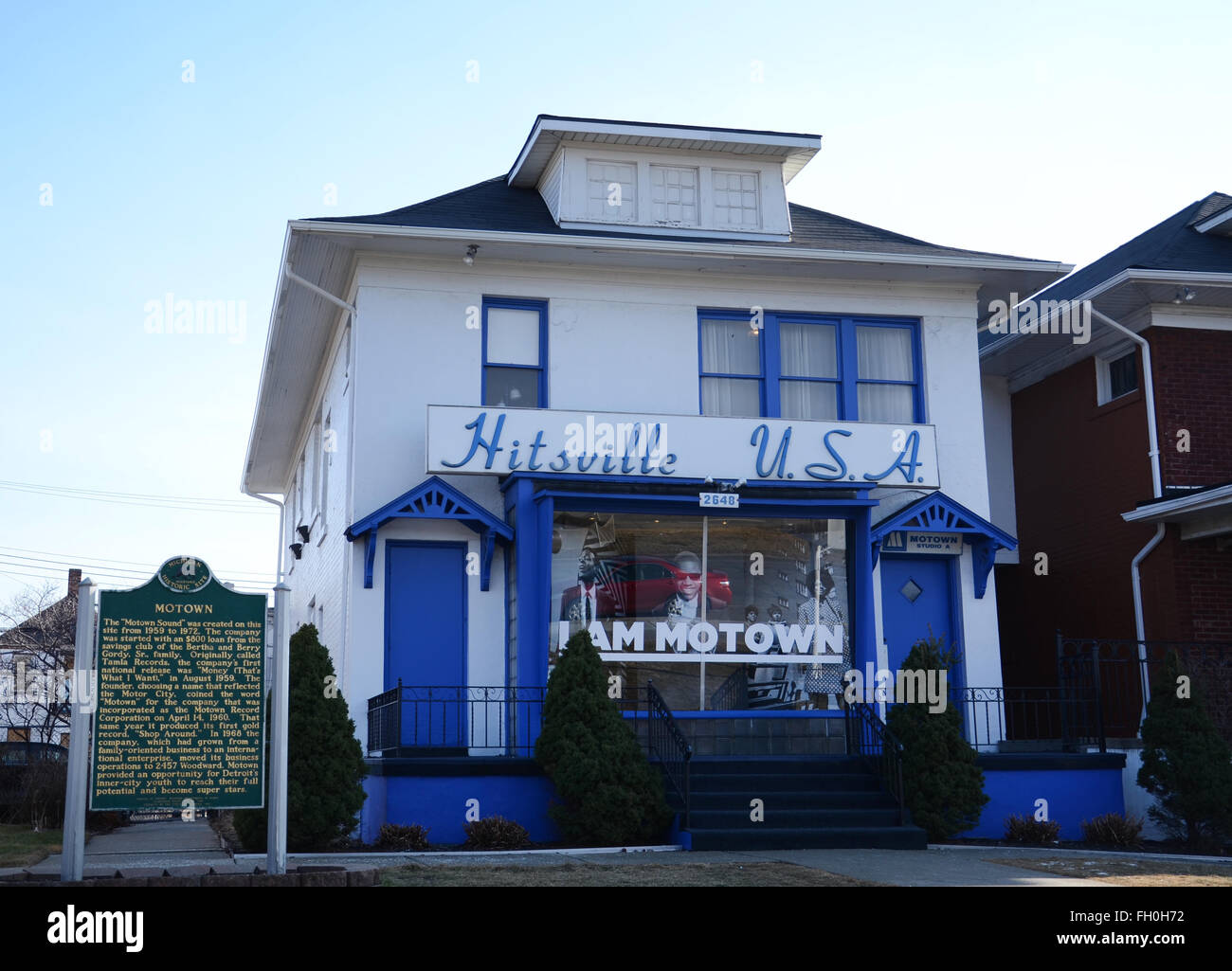 DETROIT, MI - 6 Februar: Detroit Motown Museum, gezeigt am 6. Februar 2016, befindet sich in der berühmten Hitsville, USA bauen. Stockfoto