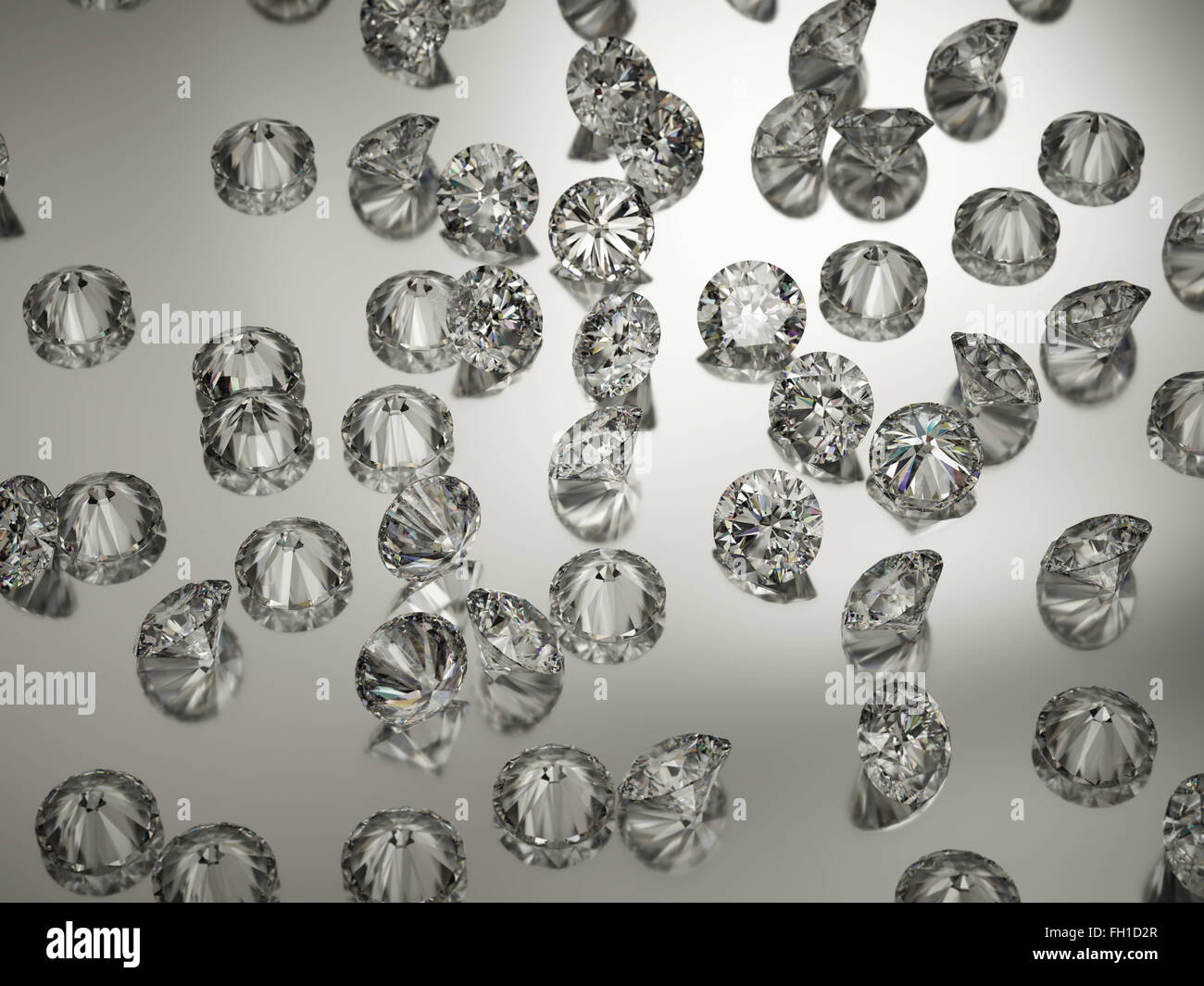 Großen Diamanten oder Edelsteine auf reflektierte Oberfläche. Luxus und Reichtum Stockfoto