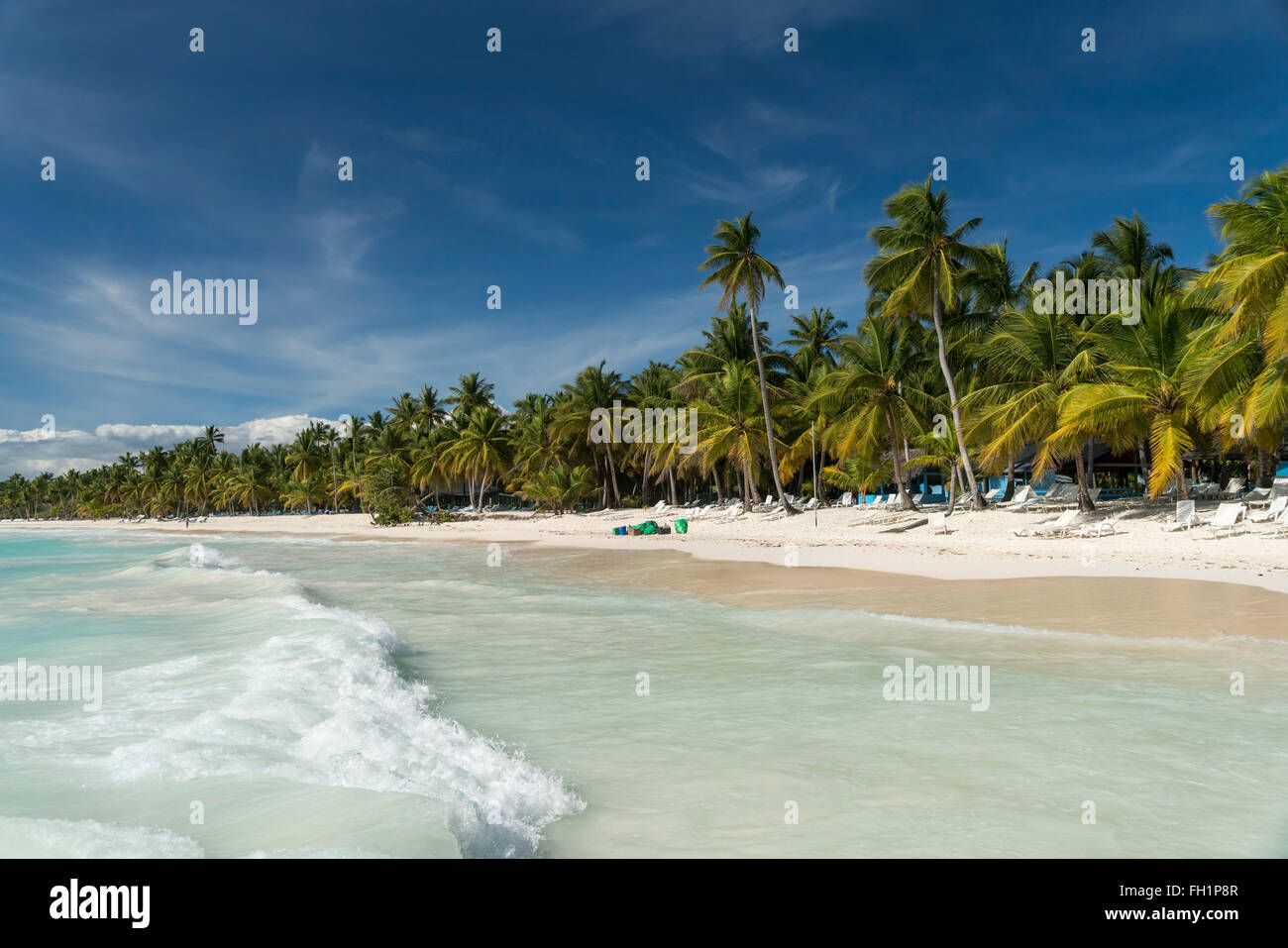 Traumstrand auf der karibischen Insel Isla Saona, Dominikanische Republik, Karibik, Amerika, Stockfoto