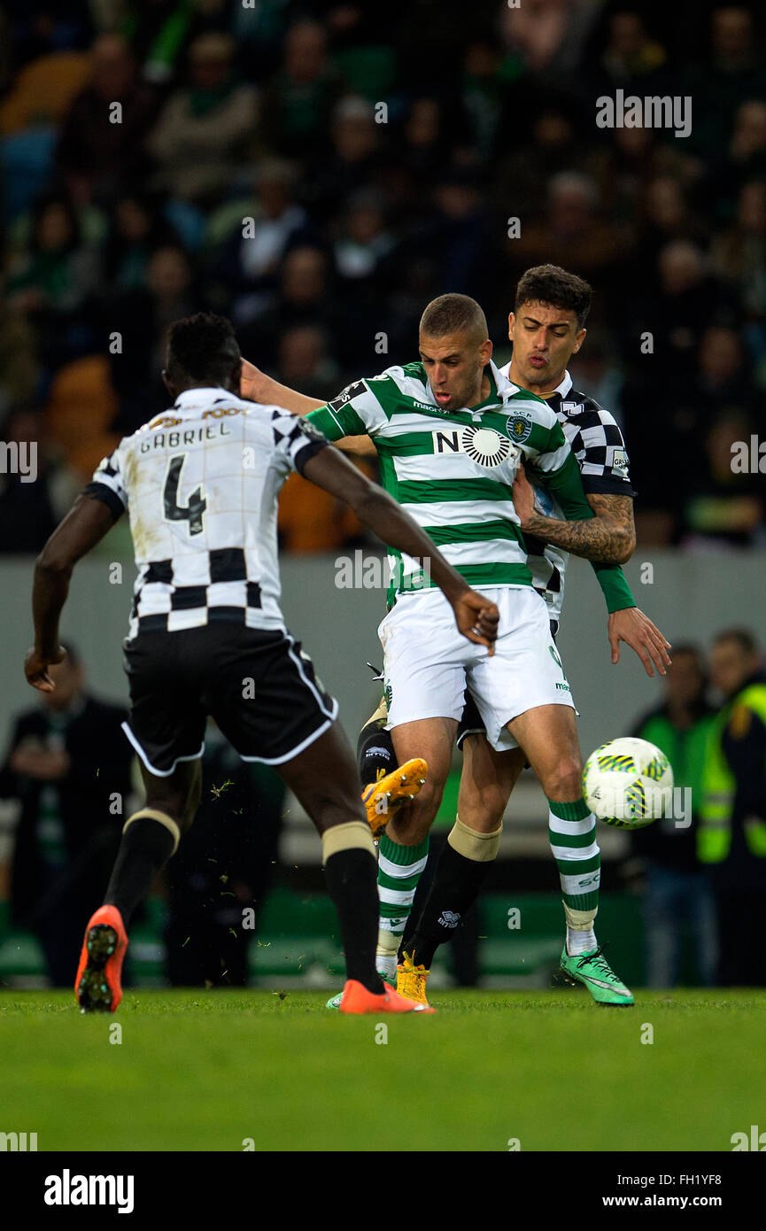 Sportliche Ganha Por 2-0 Ao Boavista e Garante o Primeiro Lugar Na Portuguesa Primeira Liga. Lissabon, Portugal, auf Fev 18, 2016. (Foto von Gonçalo Silva) Stockfoto