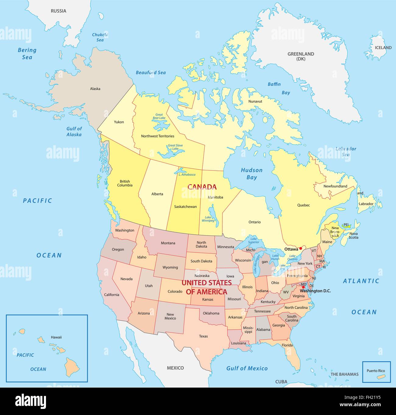 Nordamerika Karte Stock Vektor
