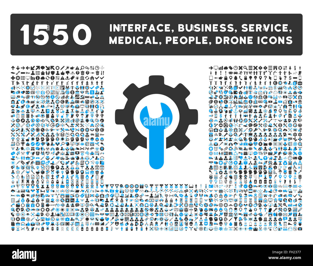 Schnittstelle, Geschäft, Werkzeuge, Menschen, Medizin, vergibt Vektor-Icons Stockfoto