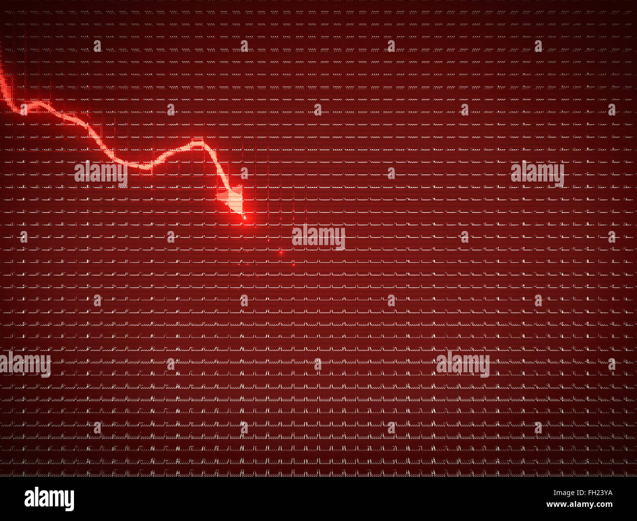 Rote Kurve als Wirtschaft Rezession oder Finanzkrise. Business-Muster Stockfoto