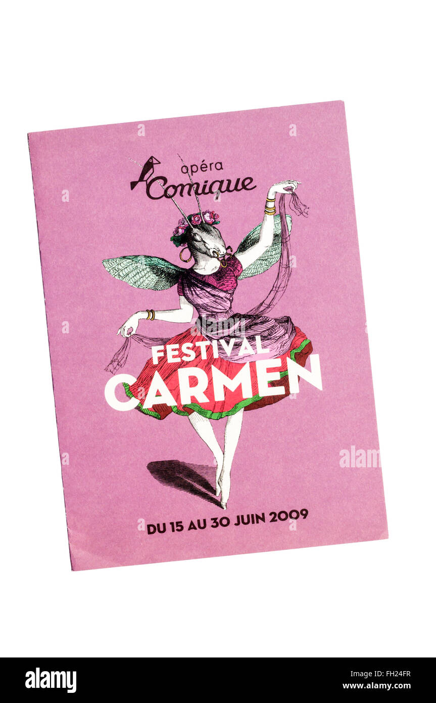 Werbeflyer für Opéra Comique Carmen Festival in Paris im Jahr 2009. Stockfoto