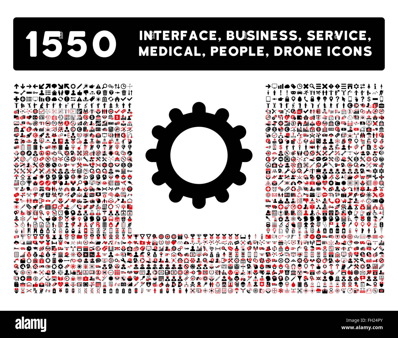 Schnittstelle, Geschäft, Werkzeuge, Menschen, Medizin, vergibt Vektor-Icons Stockfoto