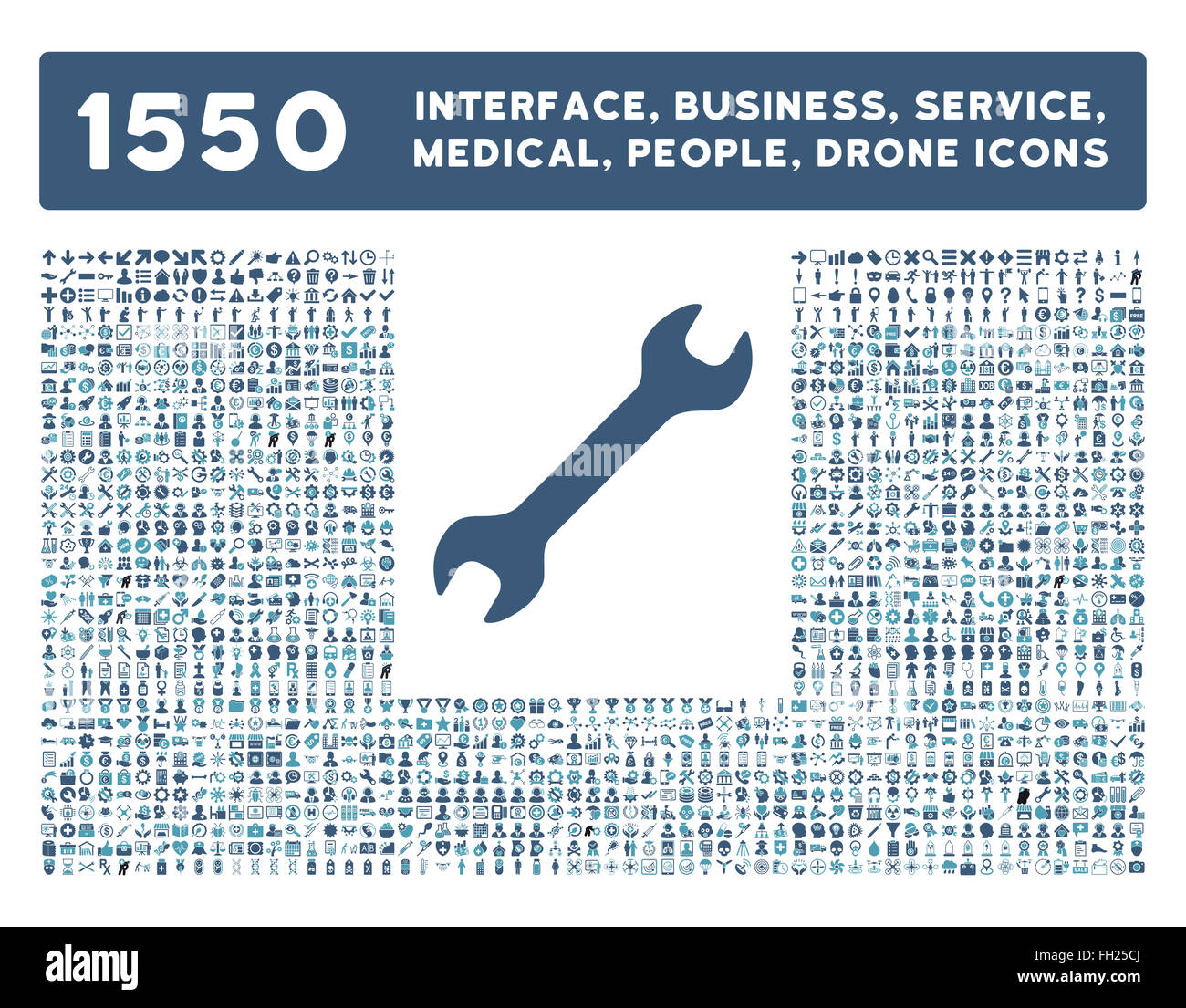 Schnittstelle, Geschäft, Werkzeuge, Menschen, Medizin, vergibt Vektor-Icons Stockfoto