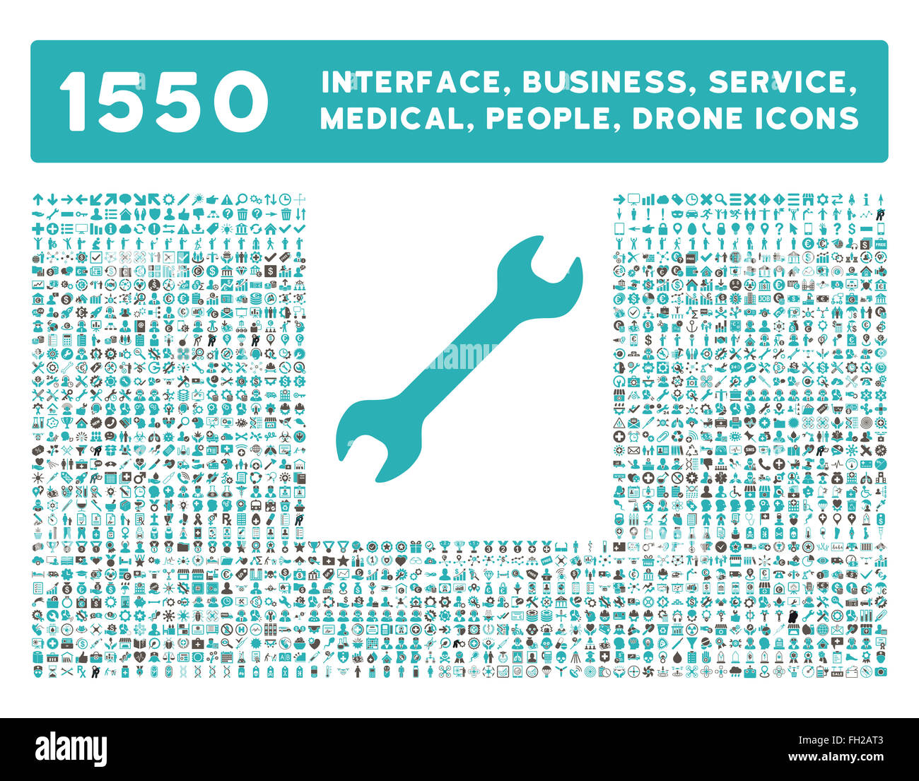 Schnittstelle, Geschäft, Werkzeuge, Menschen, Medizin, vergibt Vektor-Icons Stockfoto