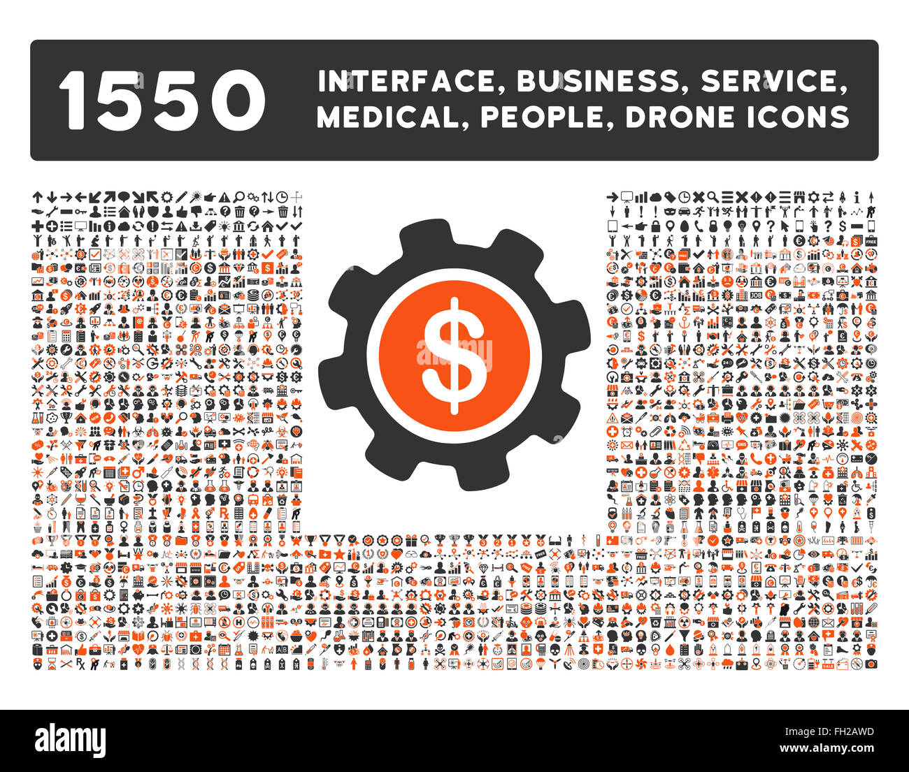 Schnittstelle, Geschäft, Werkzeuge, Menschen, Medizin, vergibt Vektor-Icons Stockfoto