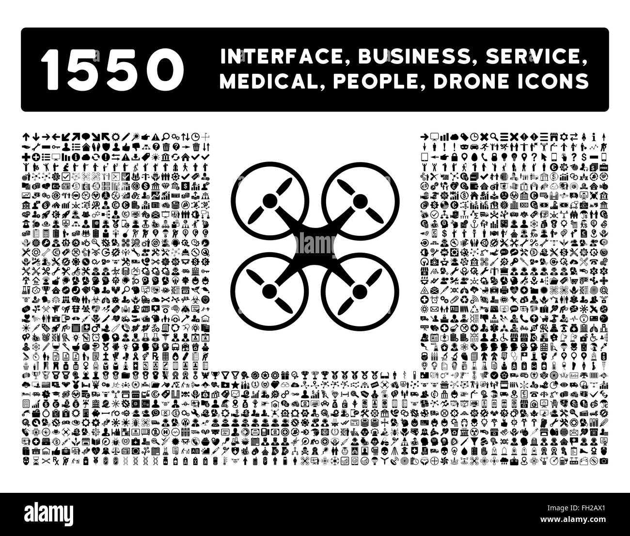 Schnittstelle, Geschäft, Werkzeuge, Menschen, Medizin, vergibt Vektor-Icons Stockfoto