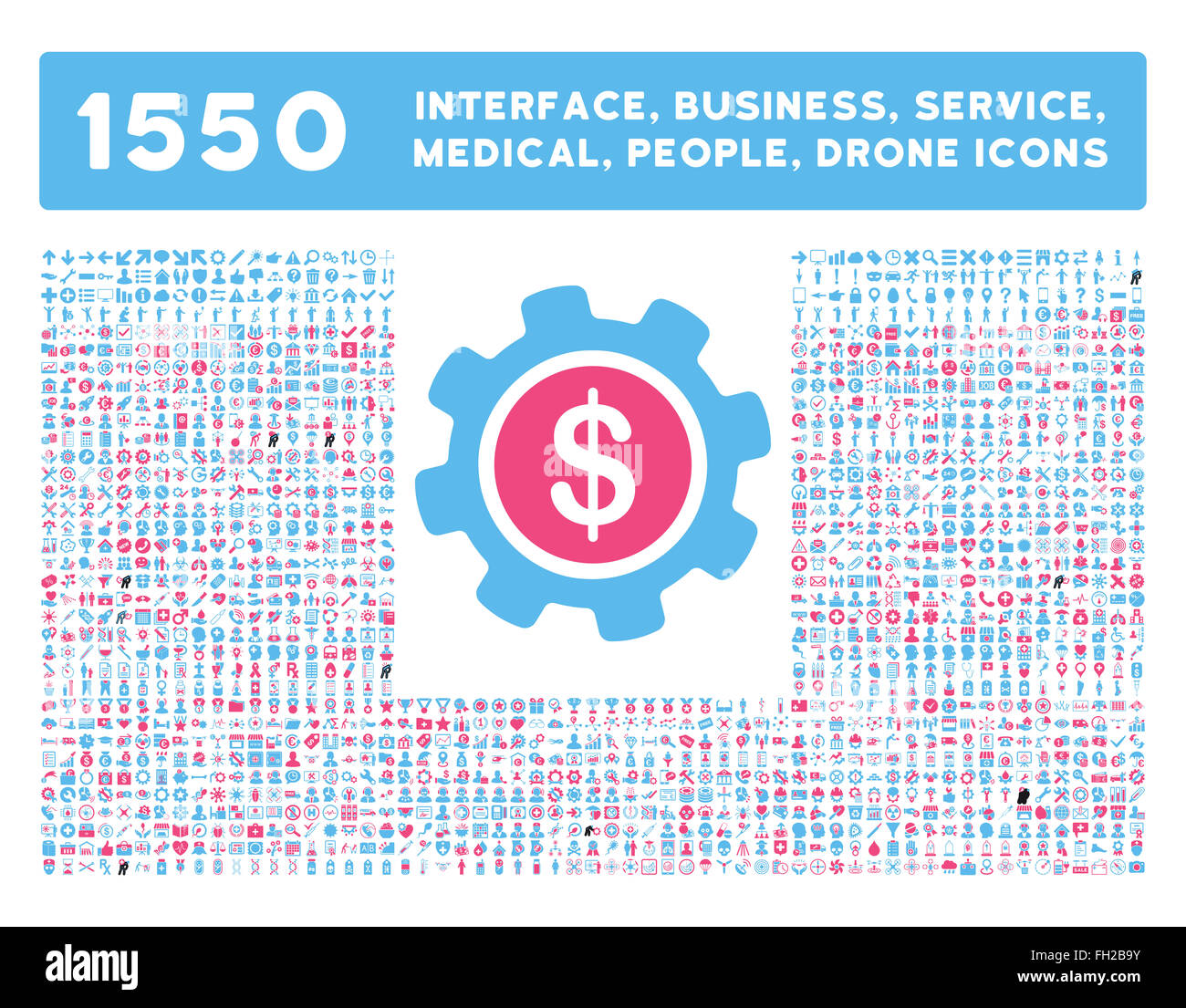 Schnittstelle, Geschäft, Werkzeuge, Menschen, Medizin, vergibt Vektor-Icons Stockfoto