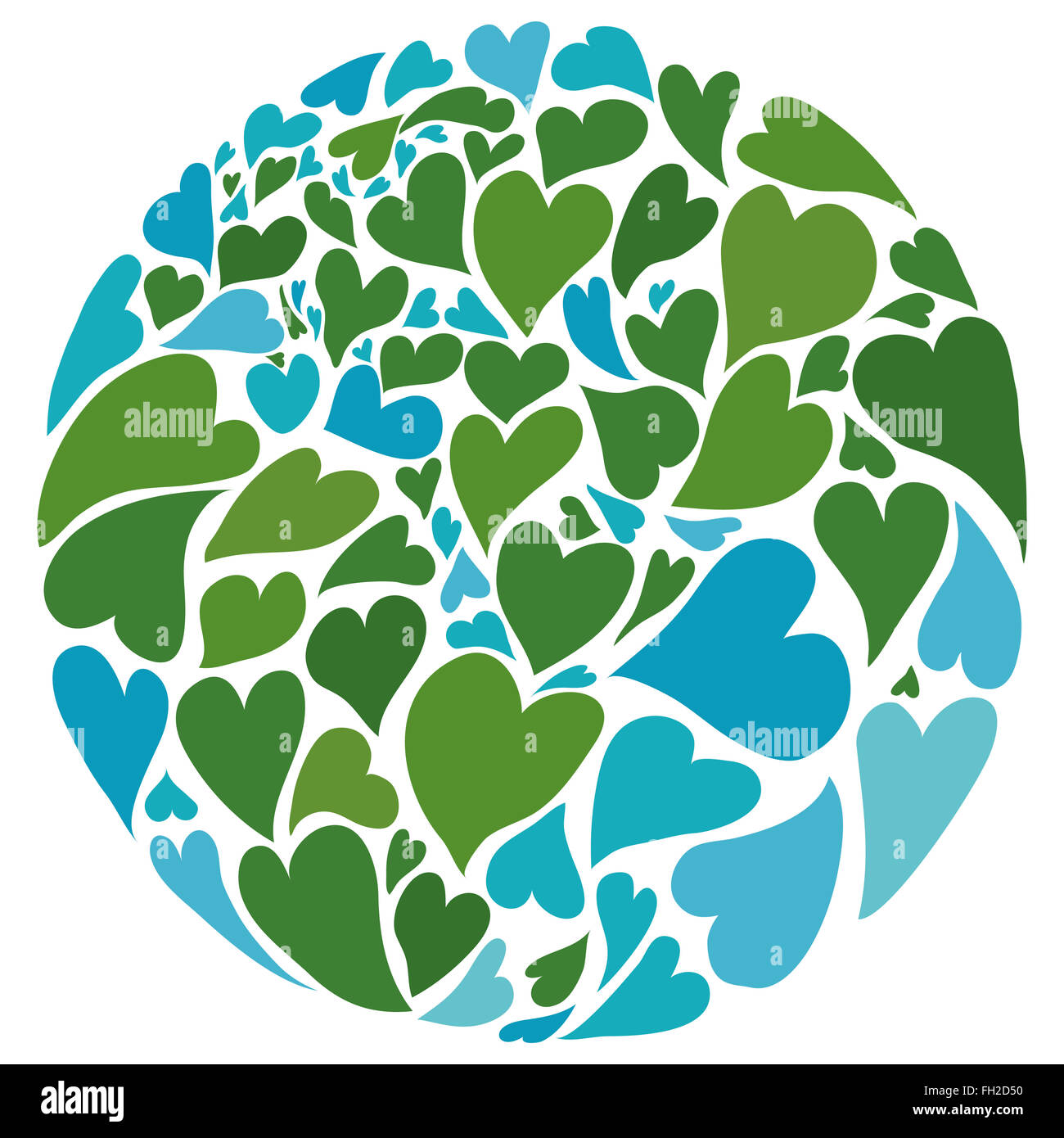 Planet Erde Aus Herzen. Symbol des Friedens. Naher Osten im Zentrum. Stockfoto