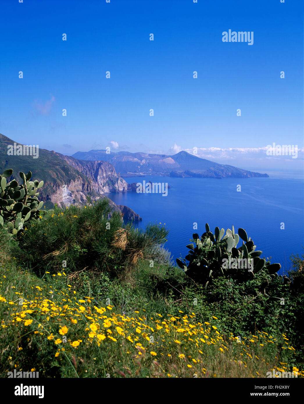 Lipari Island, Blick vom Belvedere di Quattrocchini, Äolischen Inseln, Sizilien, Italien, Europa Stockfoto