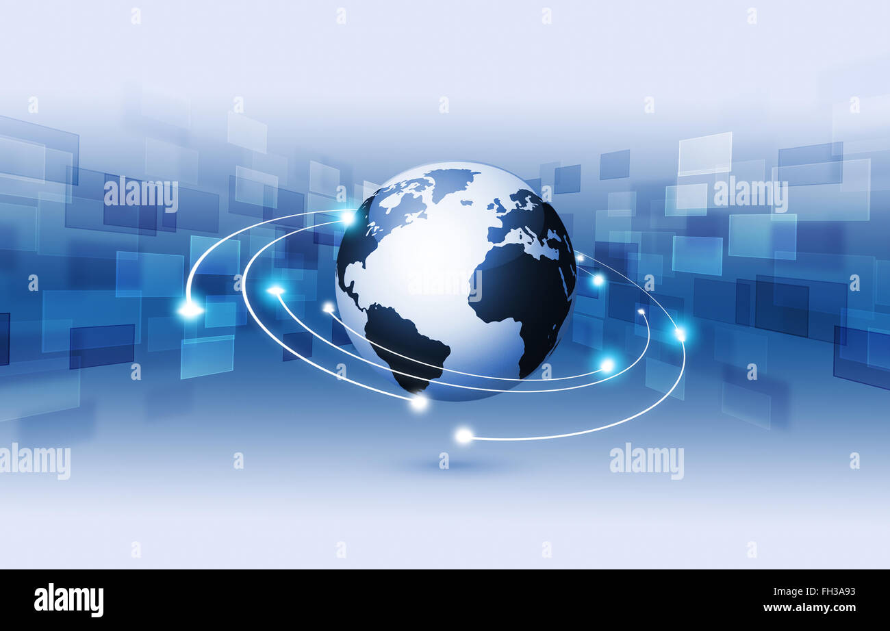 Digital Internet Technologie Verbindungen Konzept blauen Hintergrund Stockfoto