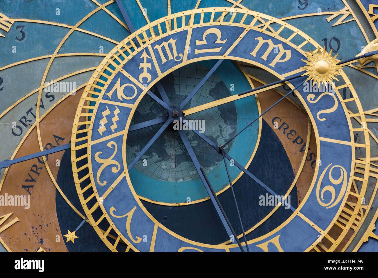 Detail die Prager astronomische Uhr (Orloj) in der Altstadt von Prag Stockfoto