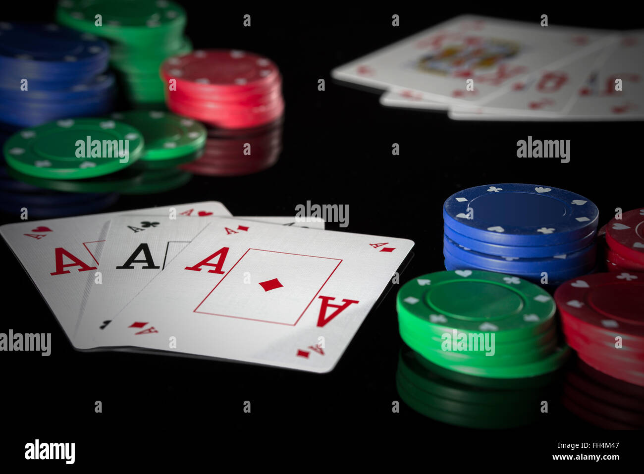 gewinnen drei Karten brag Stockfoto