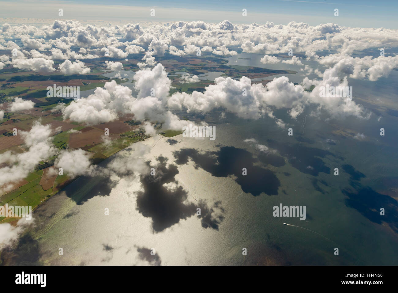 Luftaufnahme, Wolken, Wolke Schatten, Hiddensee, Ostsee Insel, Ostsee, Mecklenburg-Vorpommern, Deutschland, Europa, Antenne Stockfoto