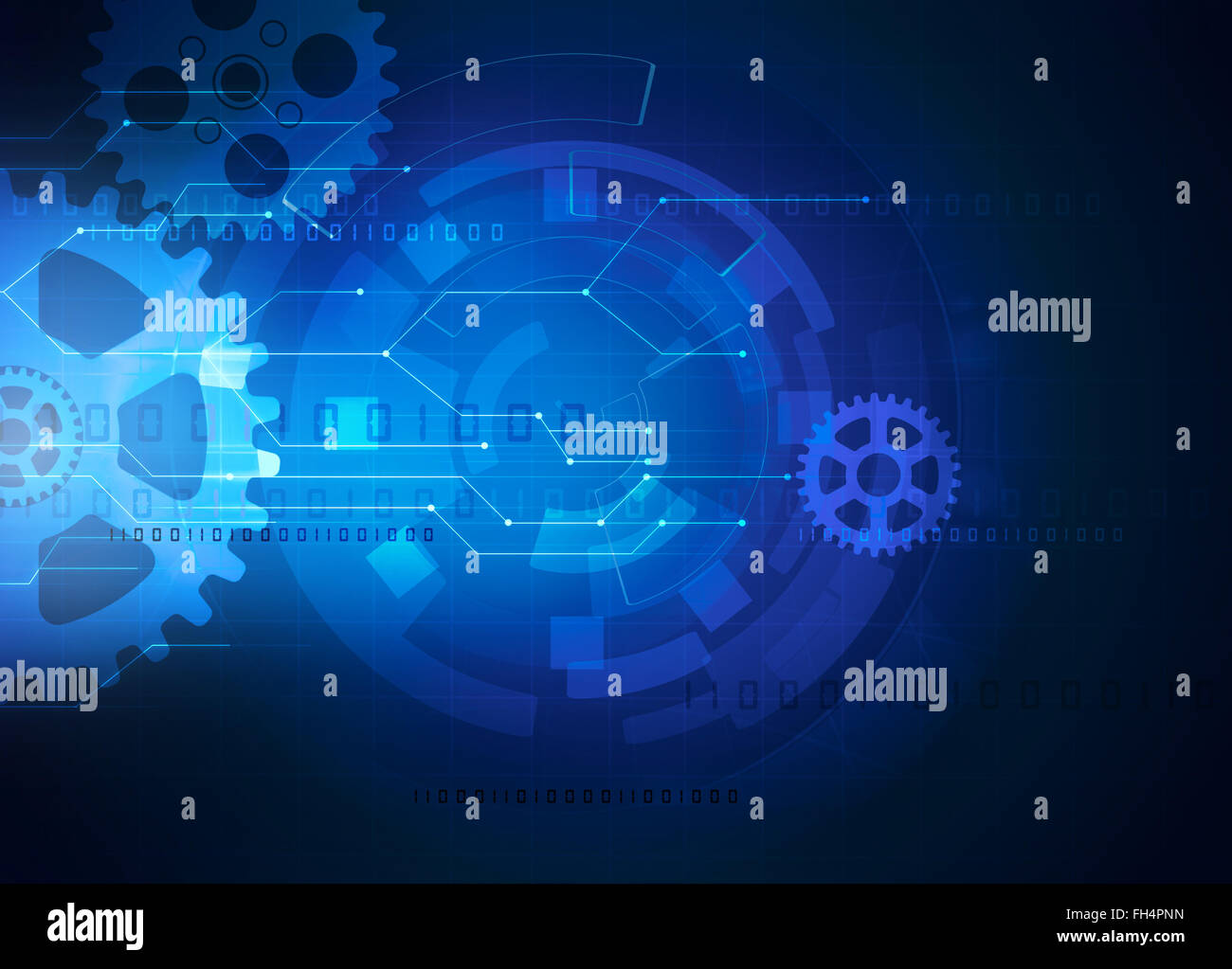 Zahnrad Zukunftstechnologie blauer Hintergrund Stockfoto