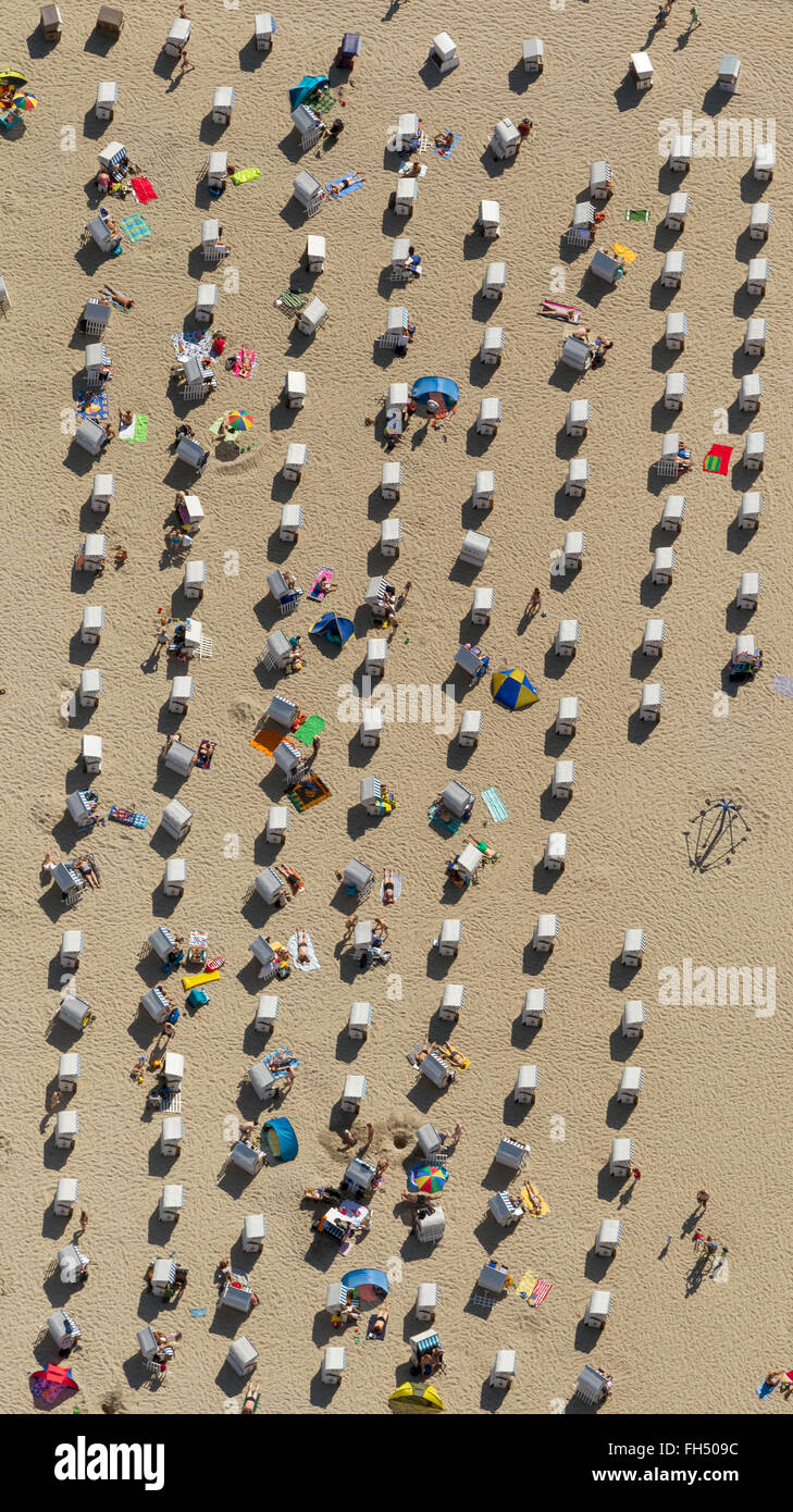 Antenne, Meer, Strand, liegen am Strand, am Meer, Wellness, Kühlungsborn, Ostsee, Mecklenburg-Vorpommern, Deutschland, Europa, Luftaufnahme, Stockfoto