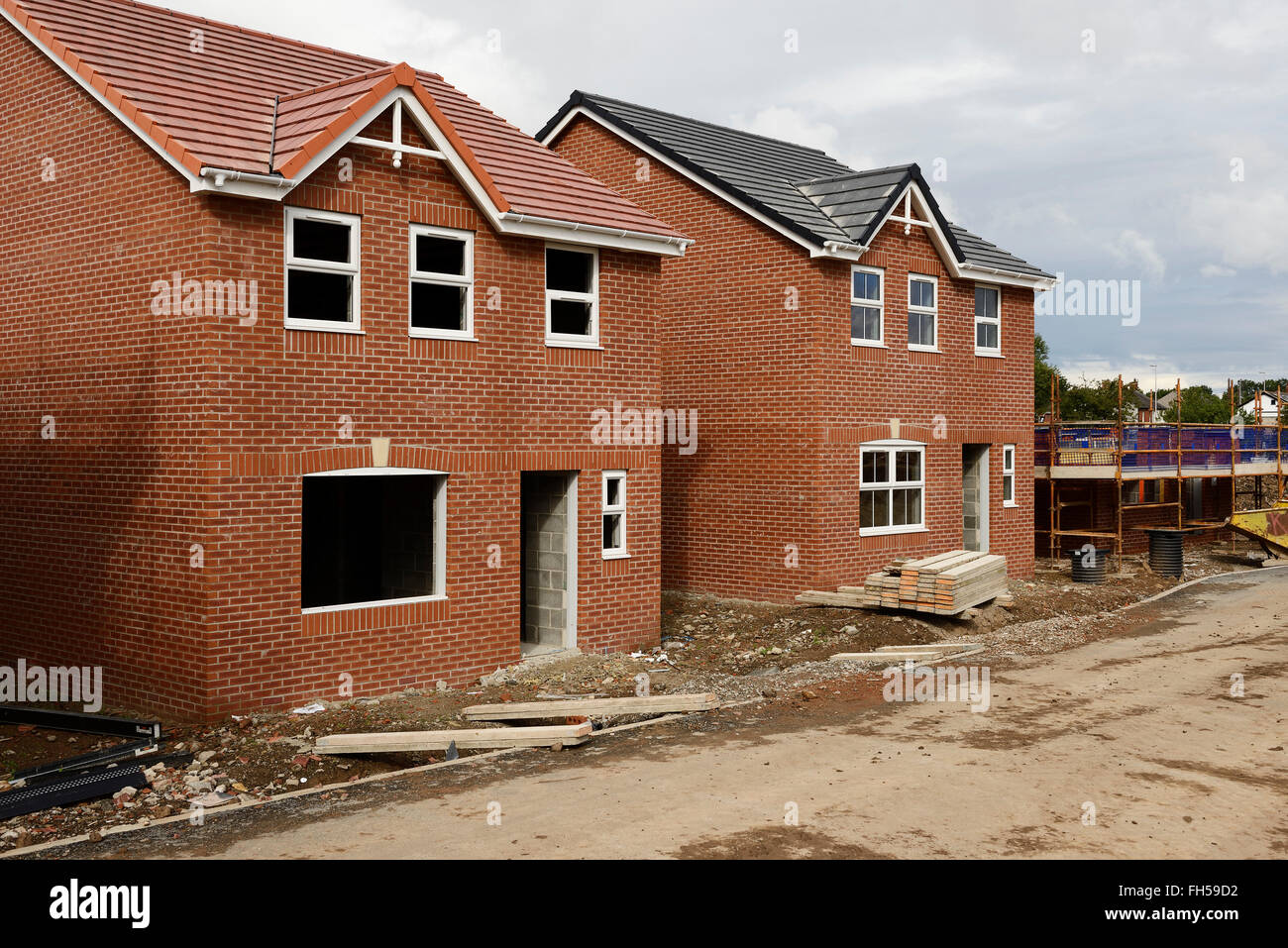 Eine Baustelle der Neubau beherbergt in Lancashire UK Stockfoto