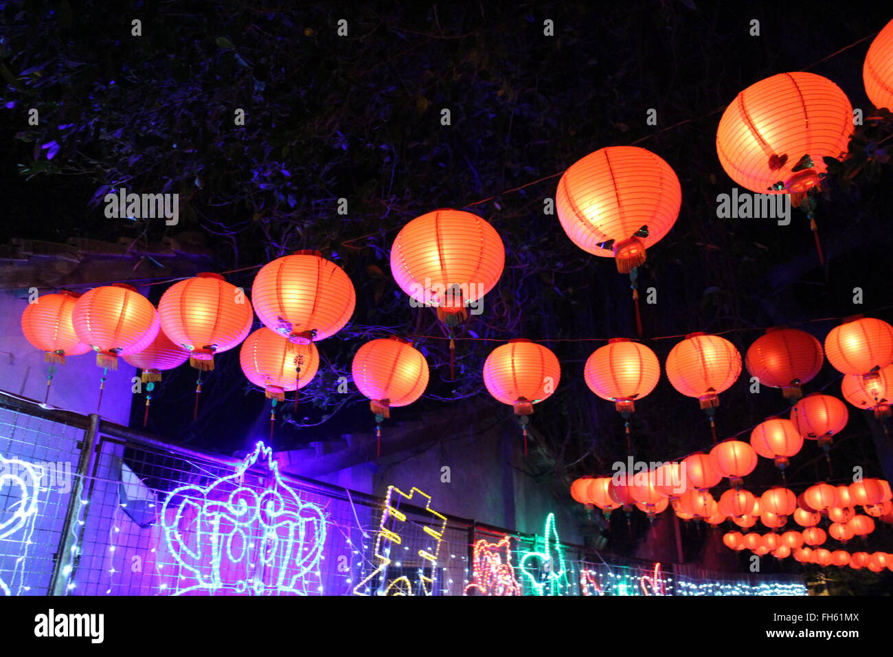 Chinesische rote Papierlaternen in Taiwan Stockfoto
