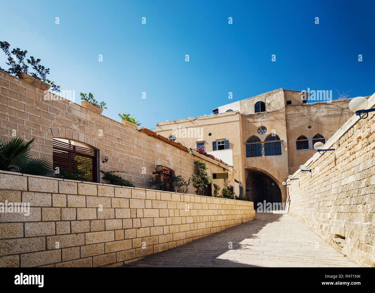 gepflasterte Straße in Yafo Jaffa Altstadt von tel Aviv israel Stockfoto