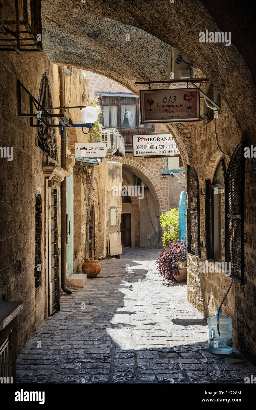 gepflasterte Straße in Yafo Jaffa Altstadt von tel Aviv israel Stockfoto
