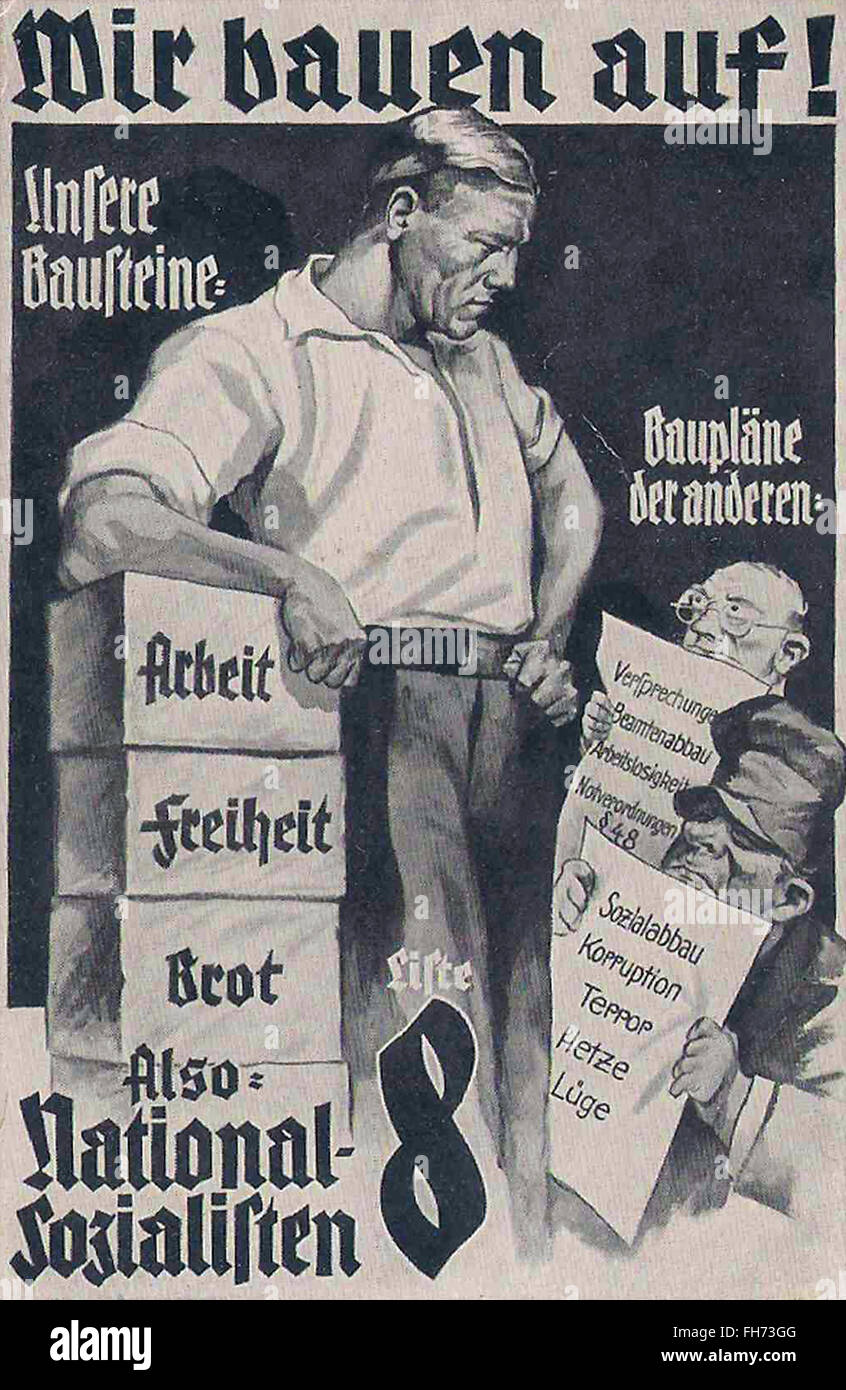 Mir Bauen Auf! -Deutsche Nazi-Propaganda-Plakat - WWII Stockfoto