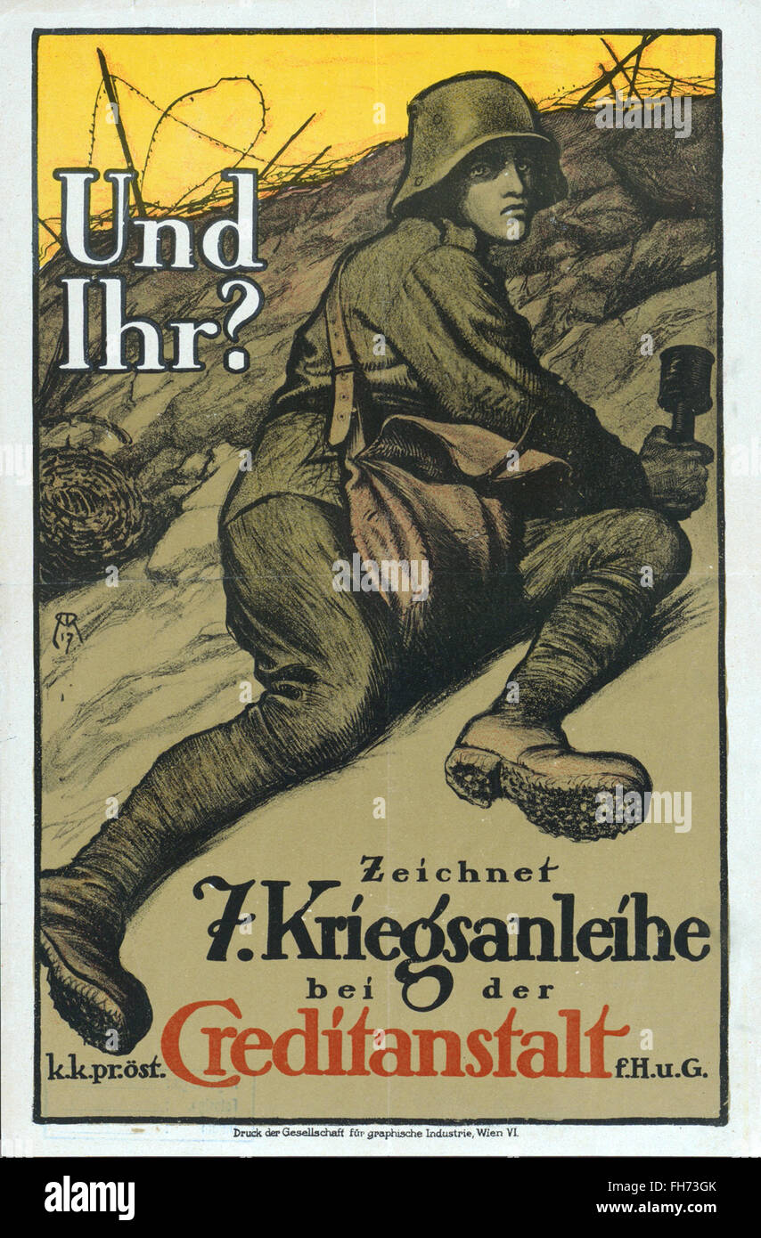 Krieg Anleihen - deutsche Propaganda Poster - WWI Stockfoto