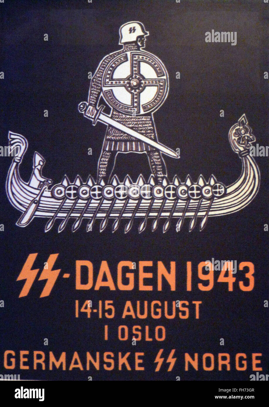 Germanske SS Norge - deutsche Nazi-Propaganda-Plakat - WWII Stockfoto