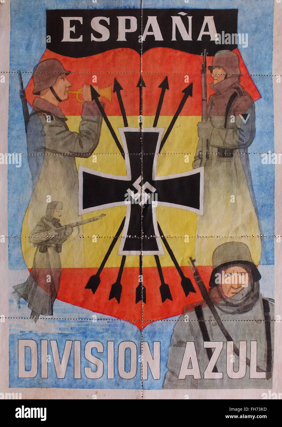 España - Division Azul - deutsche Nazi-Propaganda-Plakat - WWII Stockfoto