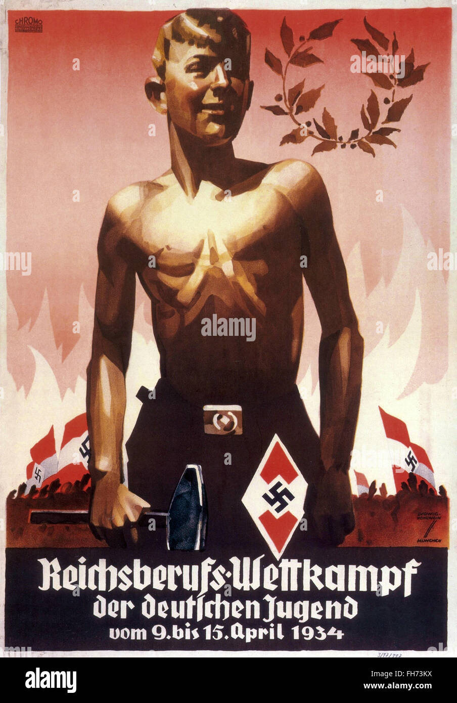 -Deutsche Nazi-Propaganda-Plakat - 1934 Stockfoto