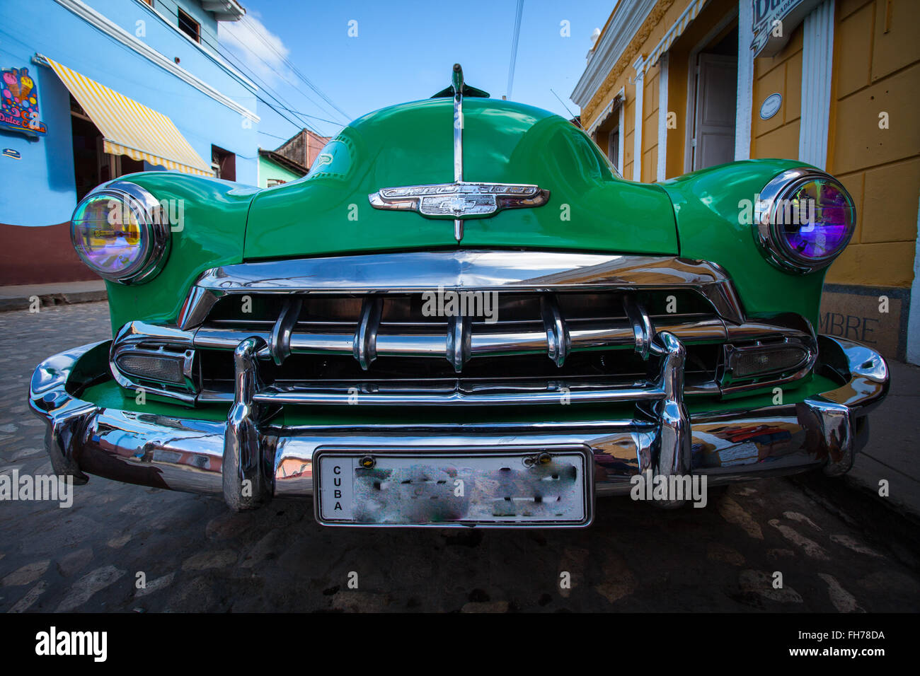 Alten Oldtimer in Trinidad, Kuba, erhalten eines der besten Kolonialstädte UNESCO-Welterbe. Stockfoto