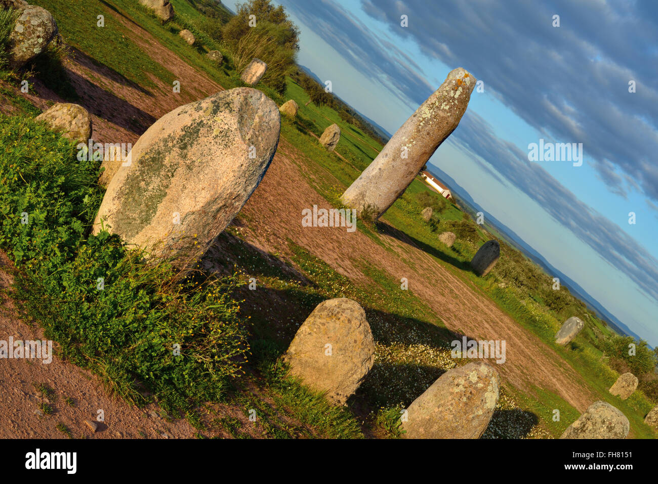 Portugal, Alentejo: Prähistorische Stein Kreis Cromelech Xerez Stockfoto