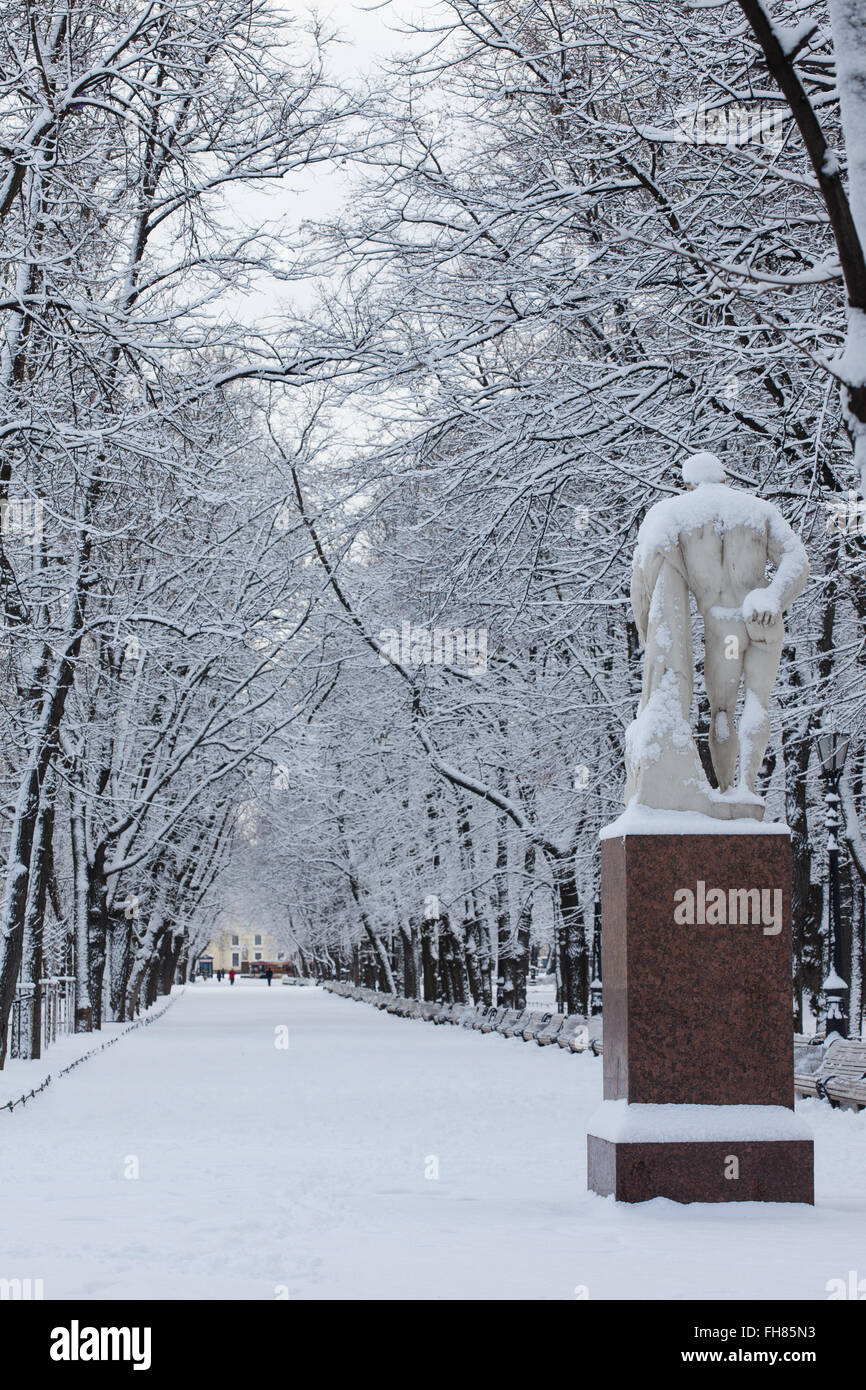 Gasse in Winter Park, Sankt Petersburg, Russland Stockfoto