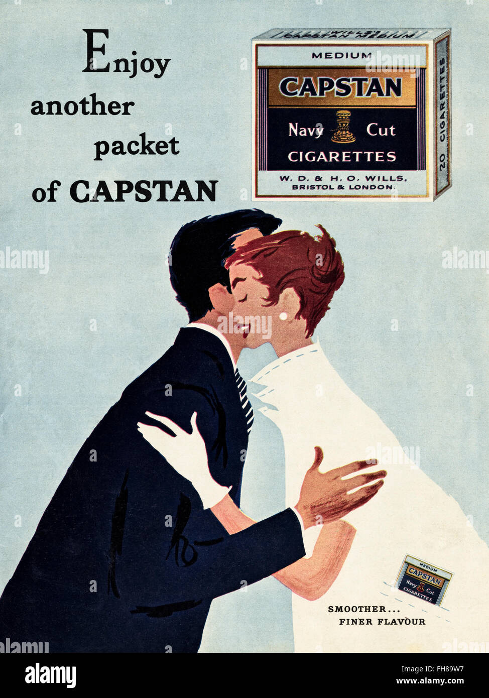 Original Vintage Anzeige aus der 1950er Jahre. Anzeige vom 1956 Werbung Capstan Navy Cut Zigaretten von WD & H.O Wills Stockfoto