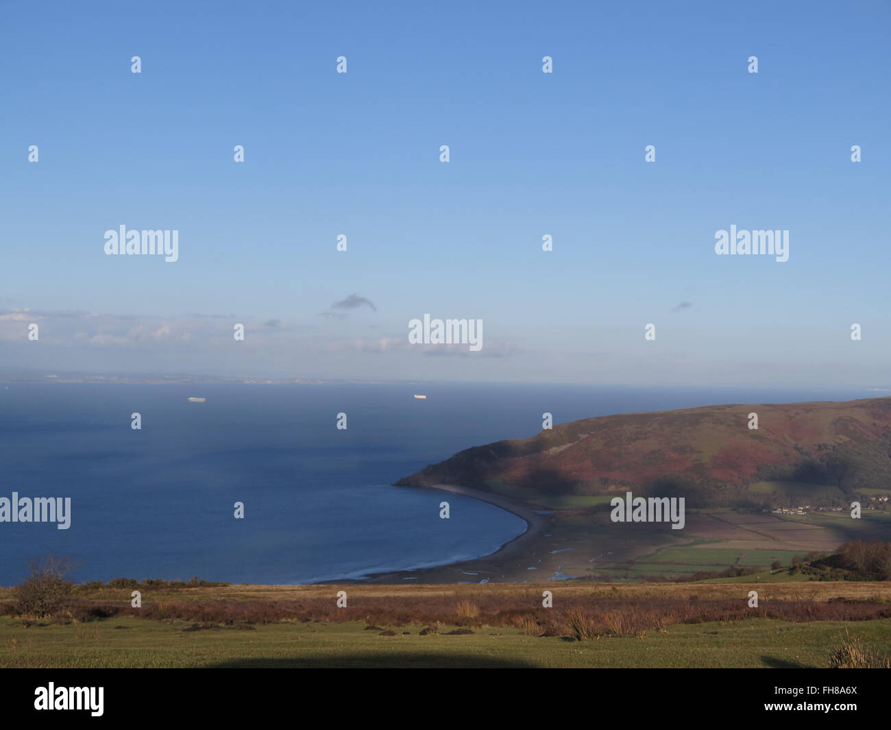 Exmoor: Ansicht von Porlock Bucht & Bristol Channel Stockfoto