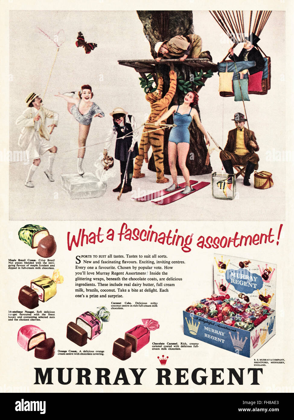 Original Vintage advert von 1950. Werbung von 1956 Werbung Murray Regent Schokolade 50er Jahre Stockfoto