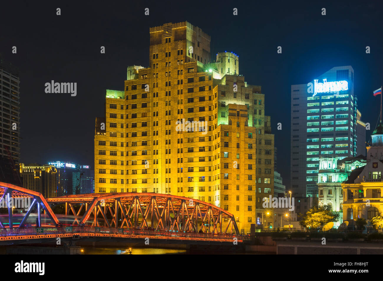 Bund in der Nacht, Shanghai, China Stockfoto Bund in der Nacht, Shanghai, China Stockfoto
