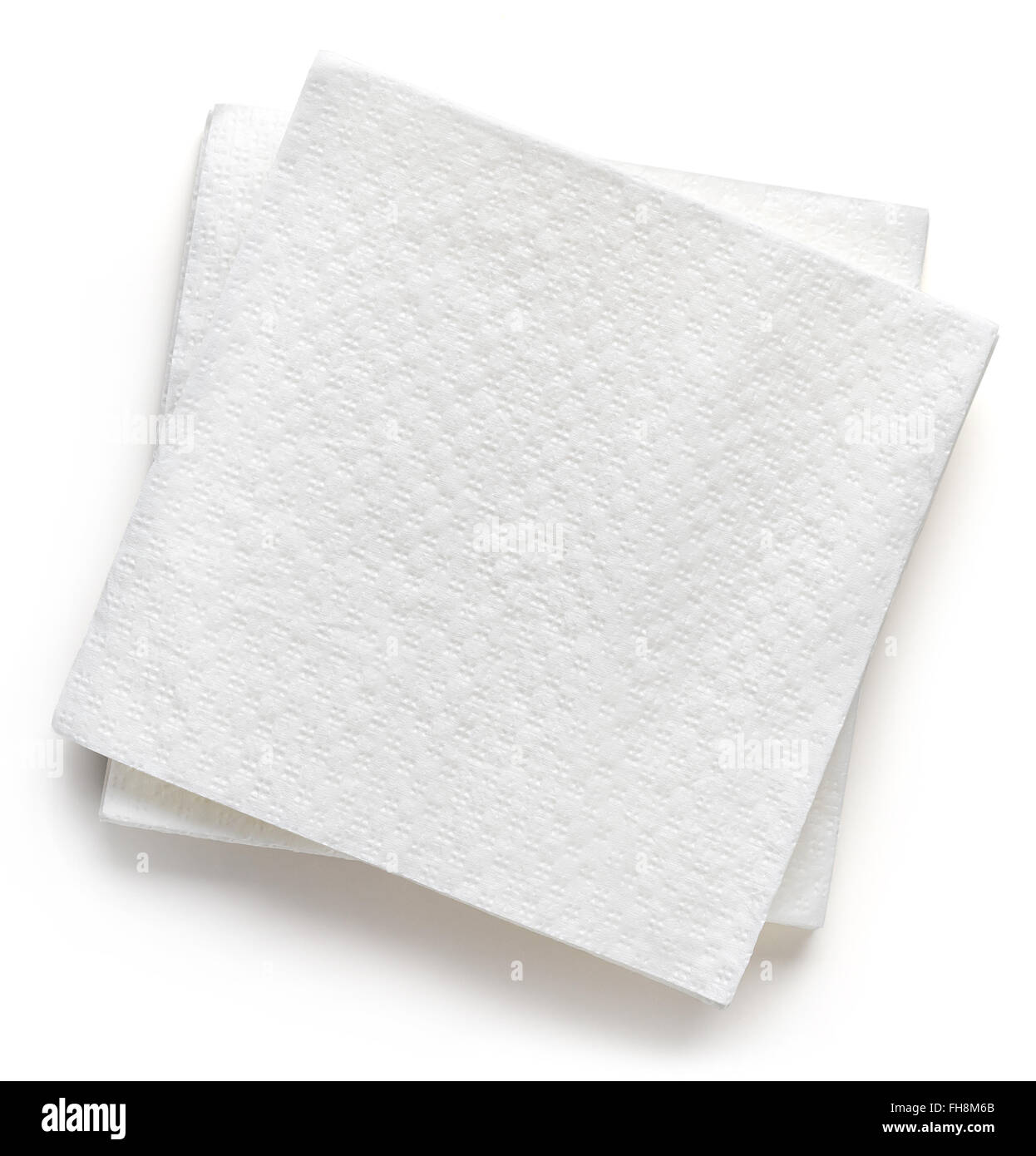 Papierservietten isoliert auf weißem Hintergrund Stockfoto