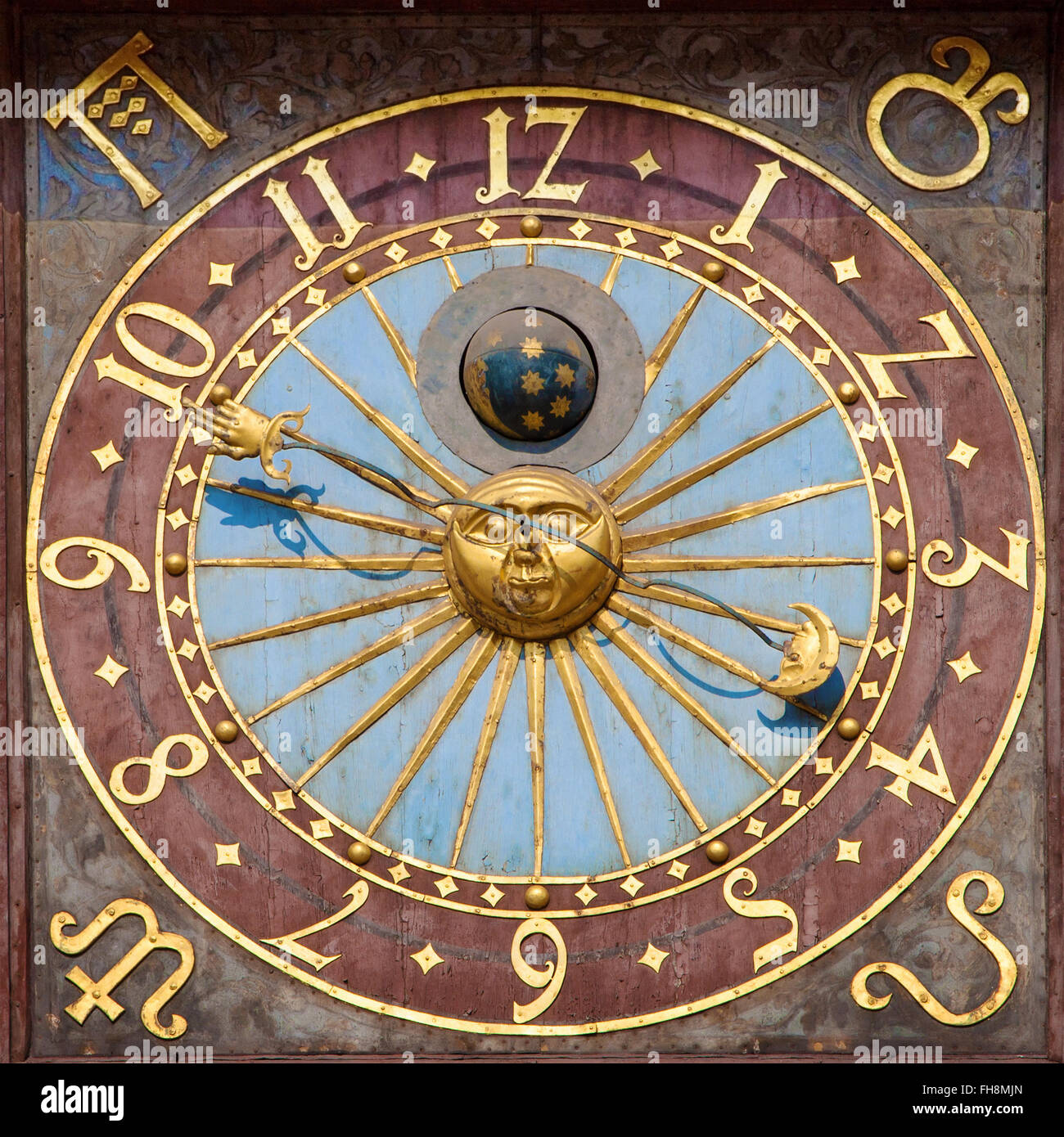 Astronomische Uhr der alten Rathaus in Wroclaw/Breslau, Polen. Stockfoto