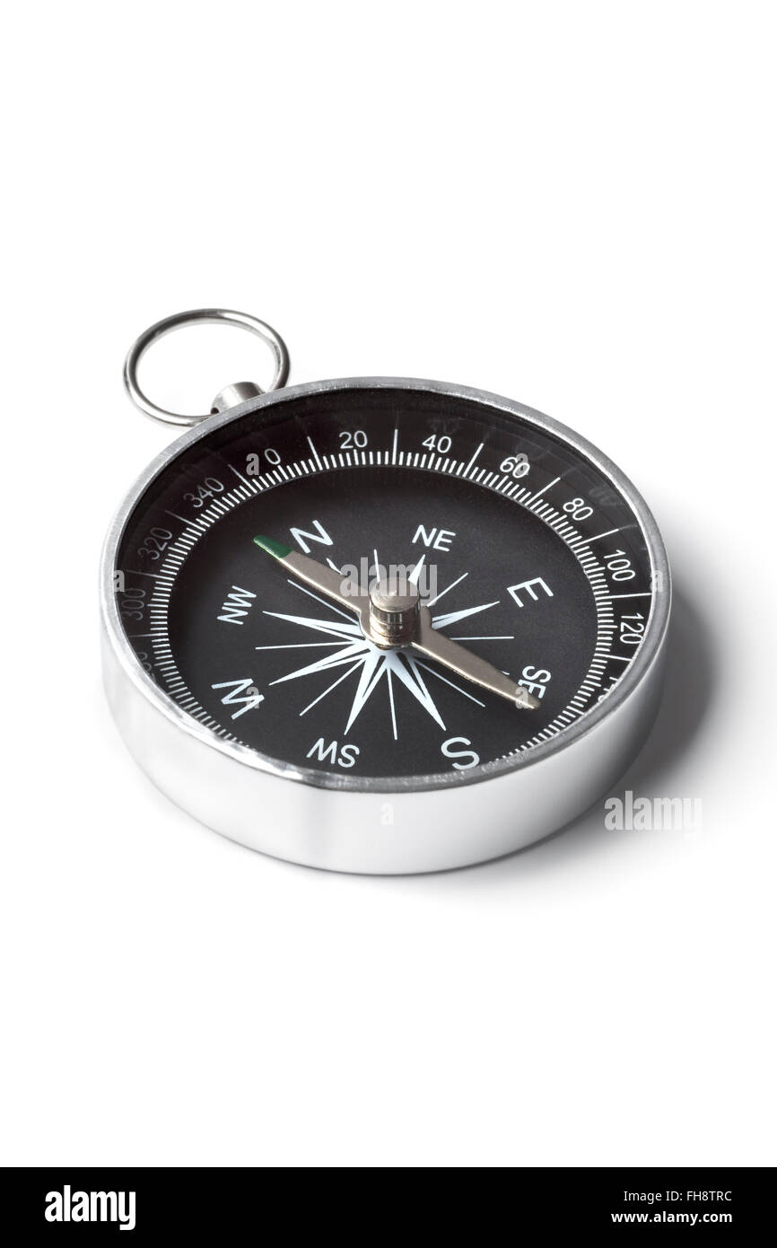 Kleine Tasche Kompass isoliert auf weißem Hintergrund Stockfoto