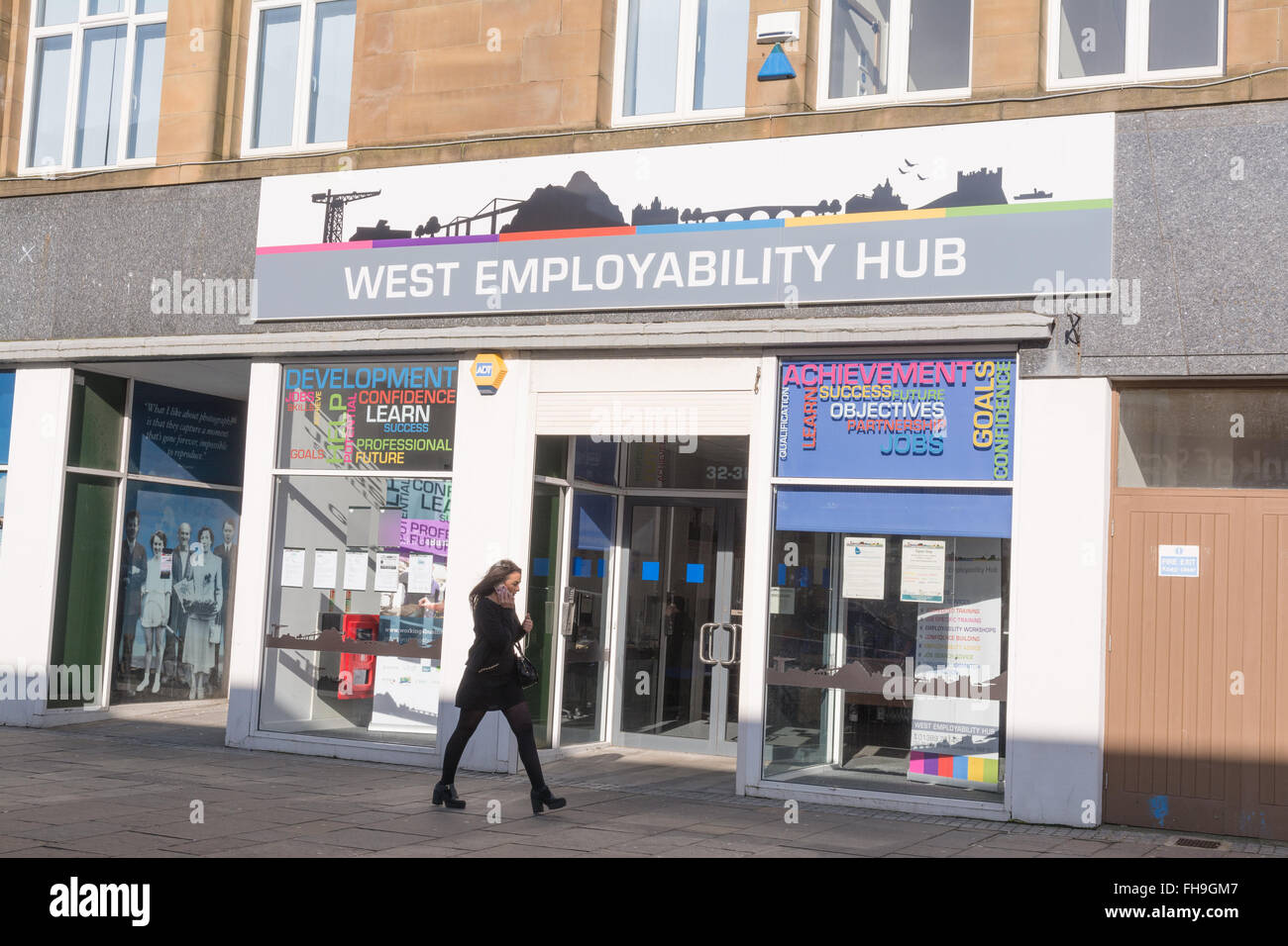 West-Beschäftigungsfähigkeit-Drehscheibe - Jobcenter für Jugendliche - Dumbarton, West Dunbartonshire, Schottland, UK Stockfoto