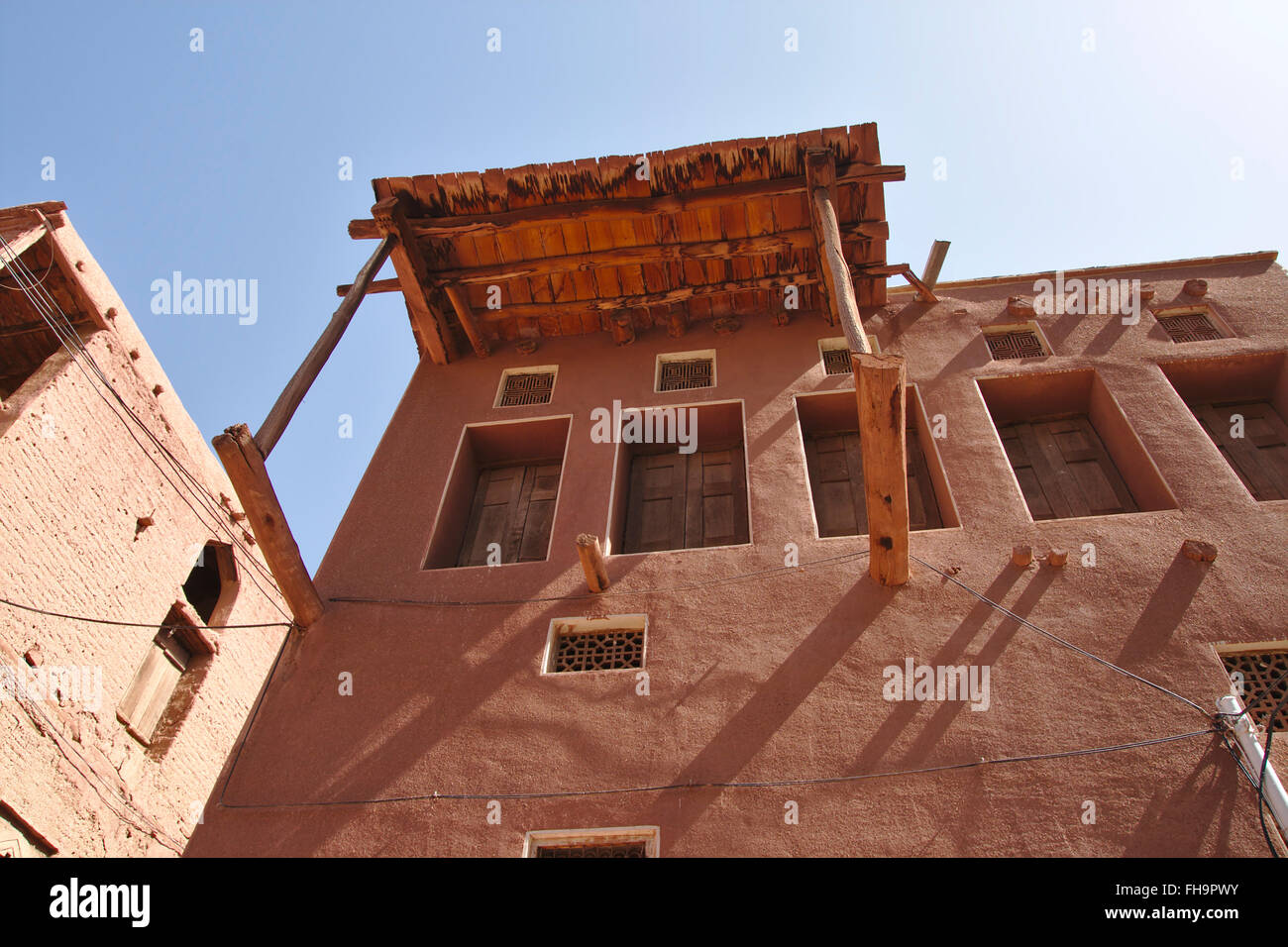 Häuser im Dorf Abyāneh, Karkas Berge in der Nähe von Kashan, Iran Stockfoto