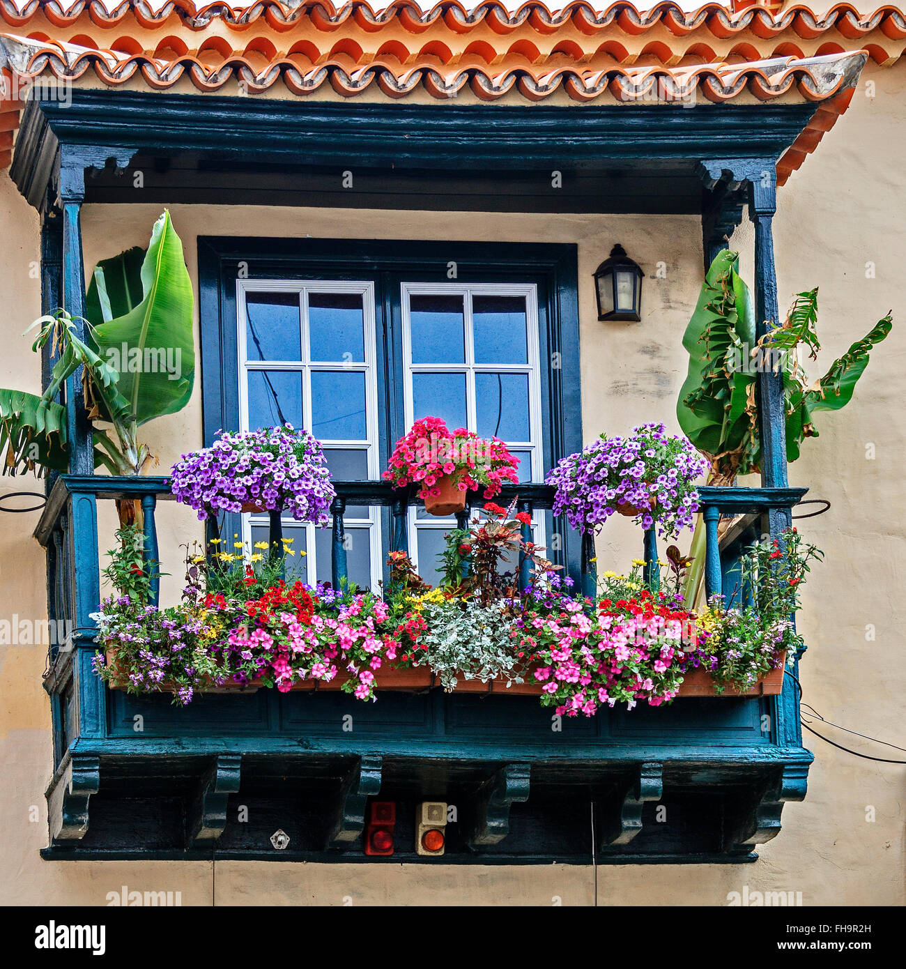 Bunten Balkon Santa Cruz La Palma Spanien Stockfoto
