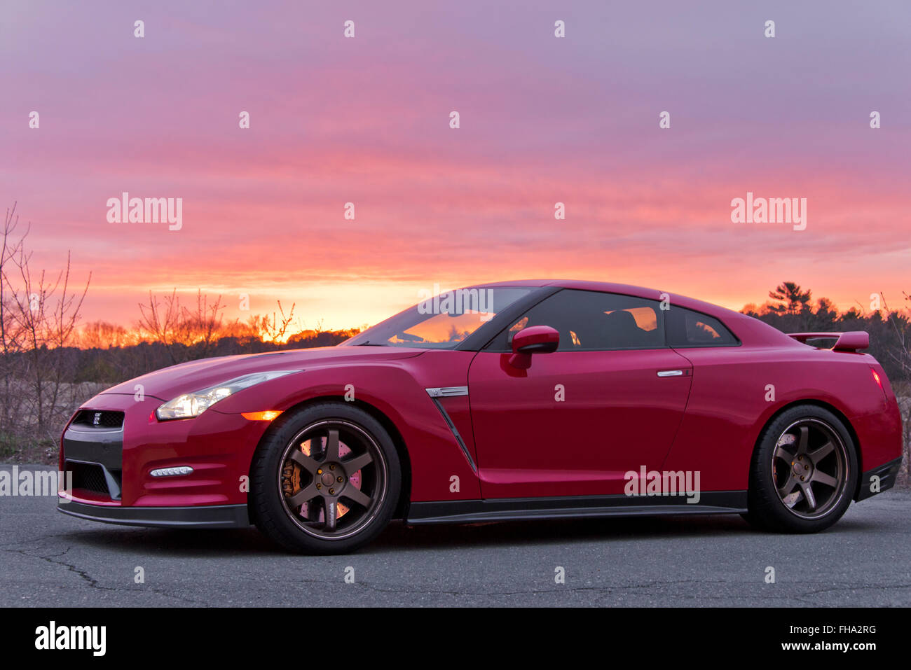 Nissan GTR-Sonnenuntergang Stockfoto