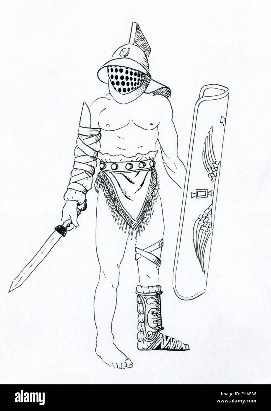 Roman Gladiator, Myrmillo Samnite Abbildung, Stockfoto