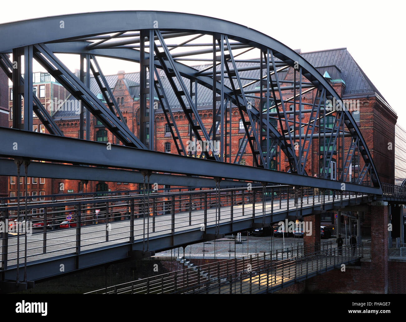die Brücke Kibbelstegbrucke über Zollkanal, Hamburg, Deutschland Stockfoto