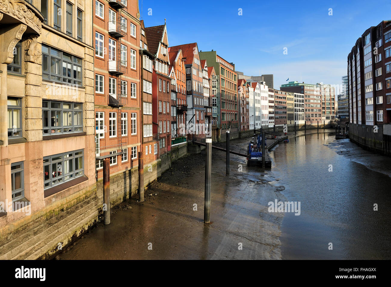 Historisches Fachwerk-Häuser am Nikolaifleet, Altstadt Bezirk, Hamburg, Deutschland Stockfoto